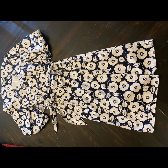 Charter Club Women's Linen Floral-Print Wrap Dress White Navy - Picture 4 of 4